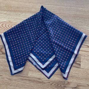 Vintage 100% acetate made in Italy scarf - red blue and cream